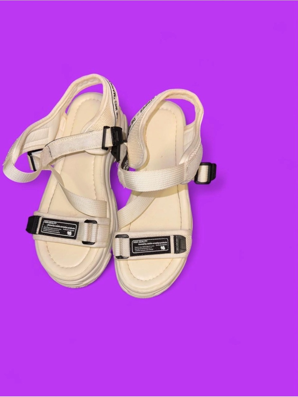 Neutral Cream Outdoor Slingback Comfort Sandals - Picture 1 of 6